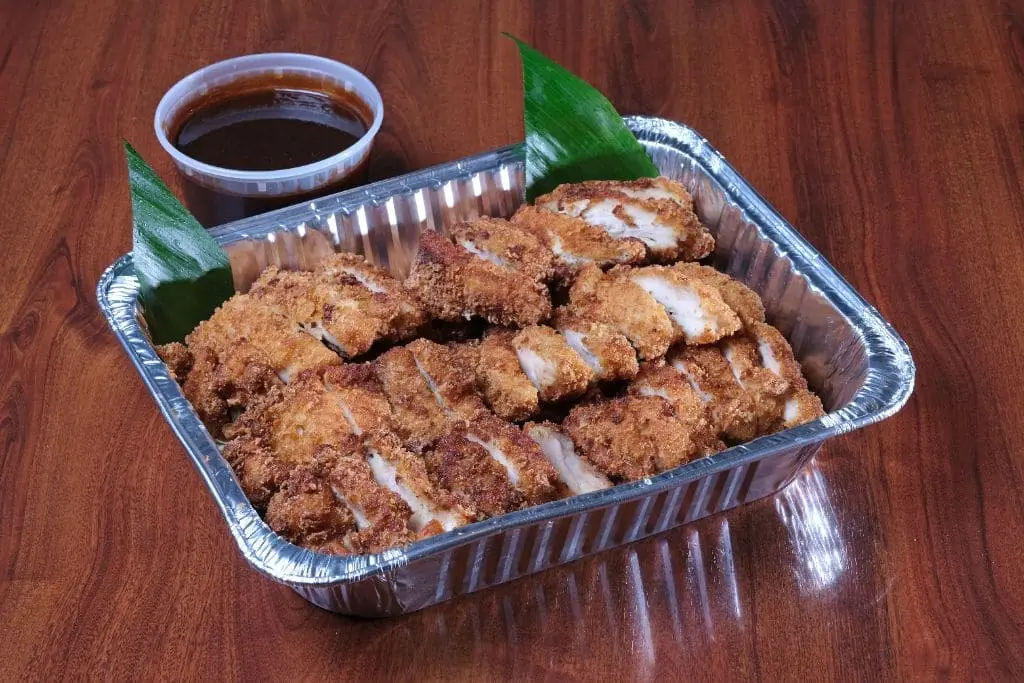 Chicken katsu platter with tonkatsu sauce