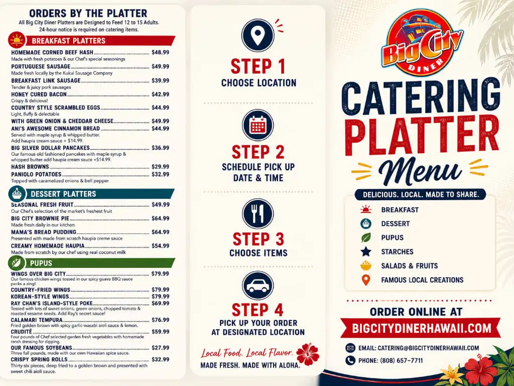 Big City Diner Catering platter menu page 1