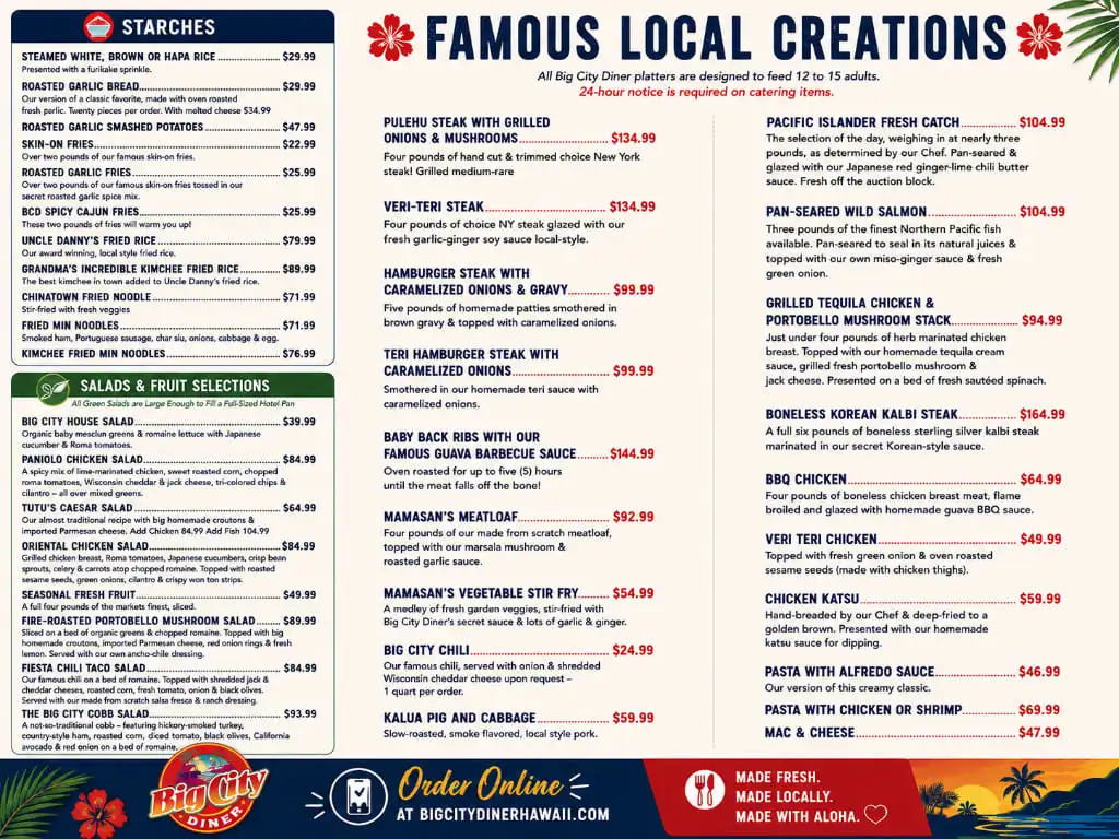 Big City Diner Catering platter menu page 2